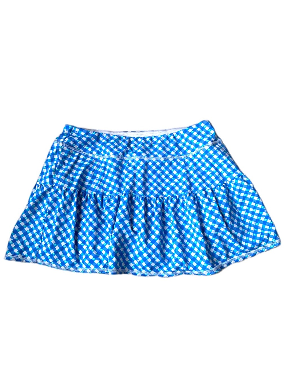 Lily Pulitzer Women Blue Gingham Tiered Skort